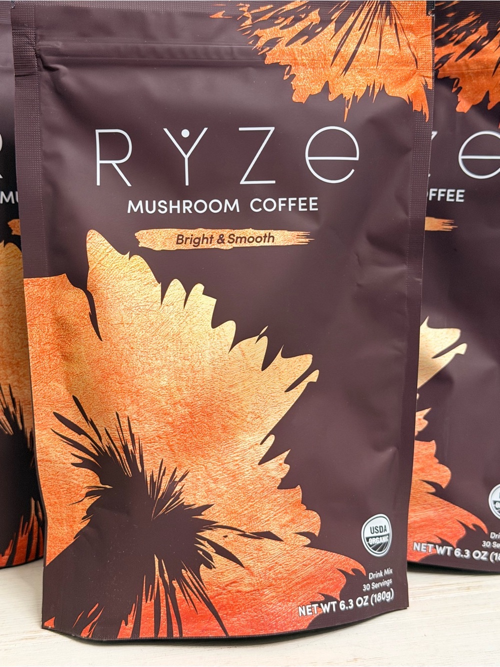 Mushroom Coffee - Orange & Brown Floral Bag - Picture 2 of 4